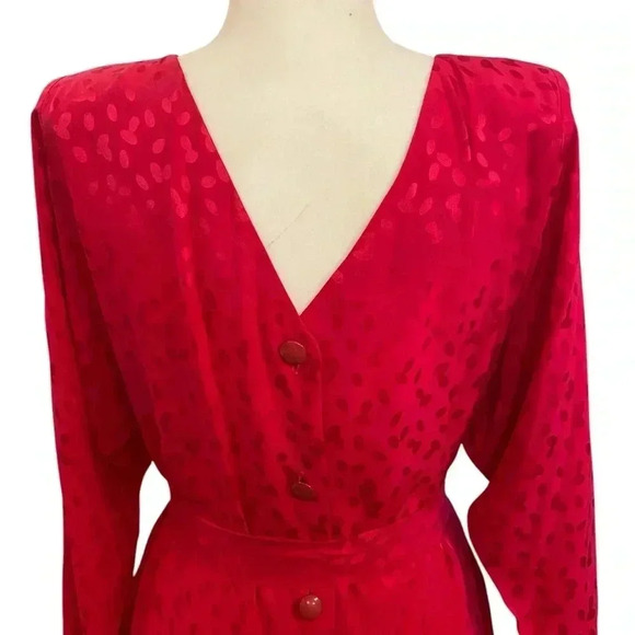 Liz Claiborne Womens Vintage Pink Polka Dot Silk Dress Size 12 Open Back - Picture 5 of 9